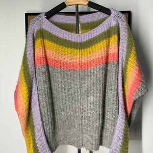 Free People Alpaca Blend Multicolor Striped Sweater SUPER Soft Size S